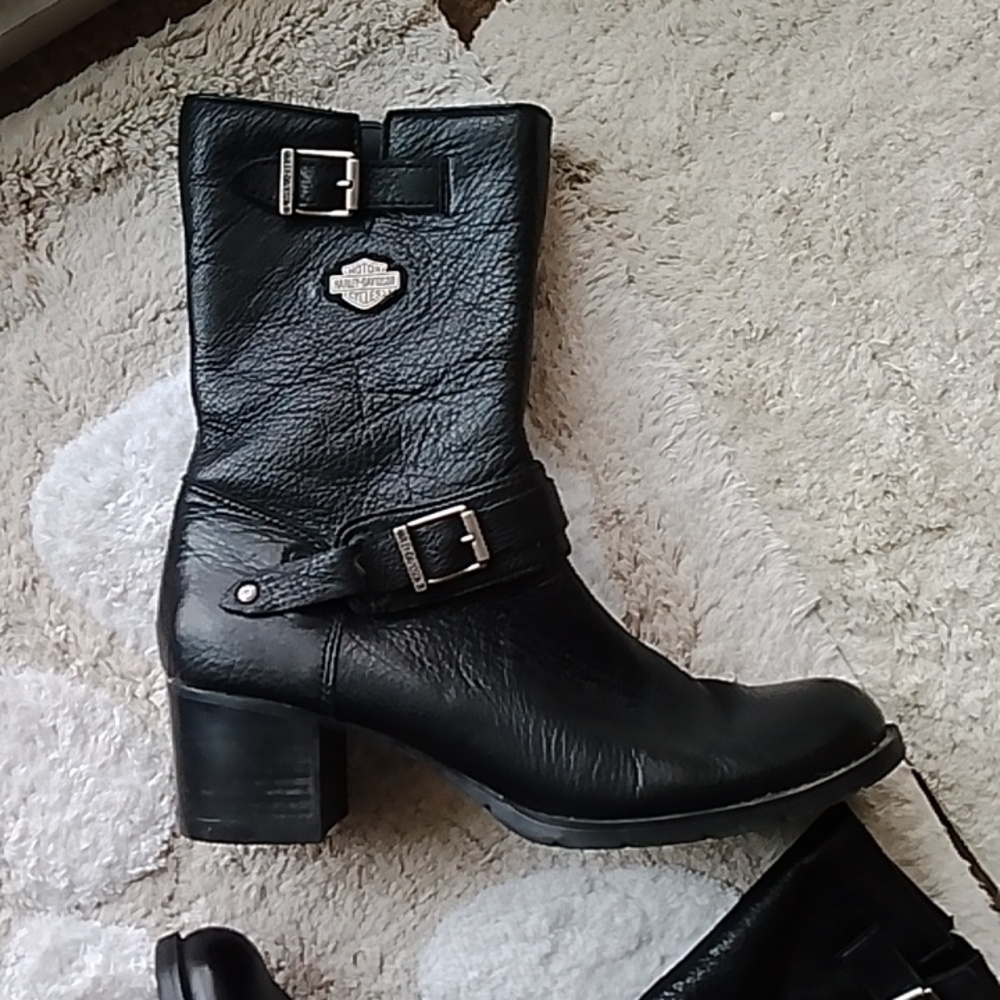 Harley Davidson Leather Buckle Boots 9 - Picture 10 of 16